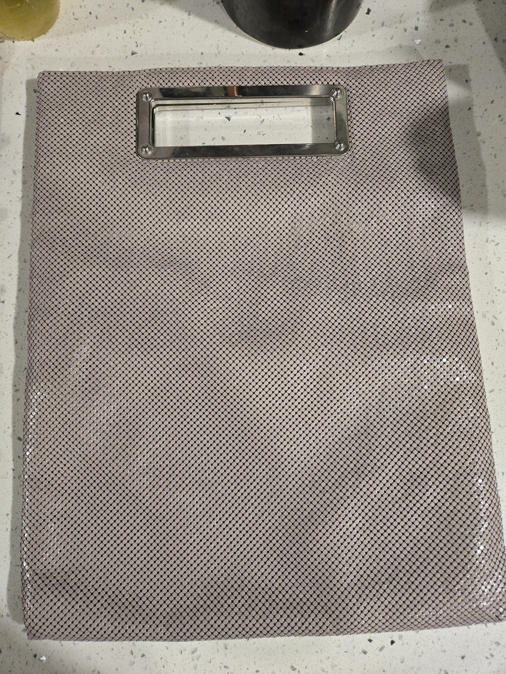 EXPRESS Silver Mesh Metal Party Clutch Bag Disco Metallic Beige Glam Purse